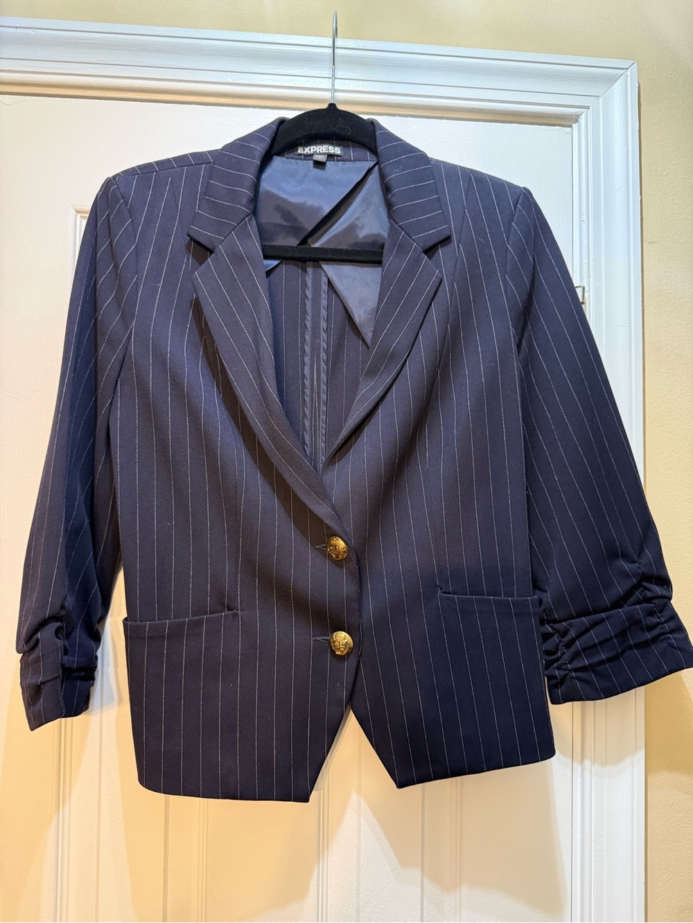 Express Navy Pinstripe Blazer & Skirt
